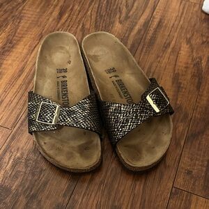 Birkenstock Metallic Black Slide Sandals